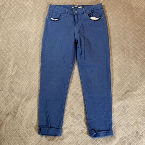 Levi's Denim - Levis Womens 29 Denim Jeans Blue Skinny Ankle Cuffed Mid Rise White Tab Stretch